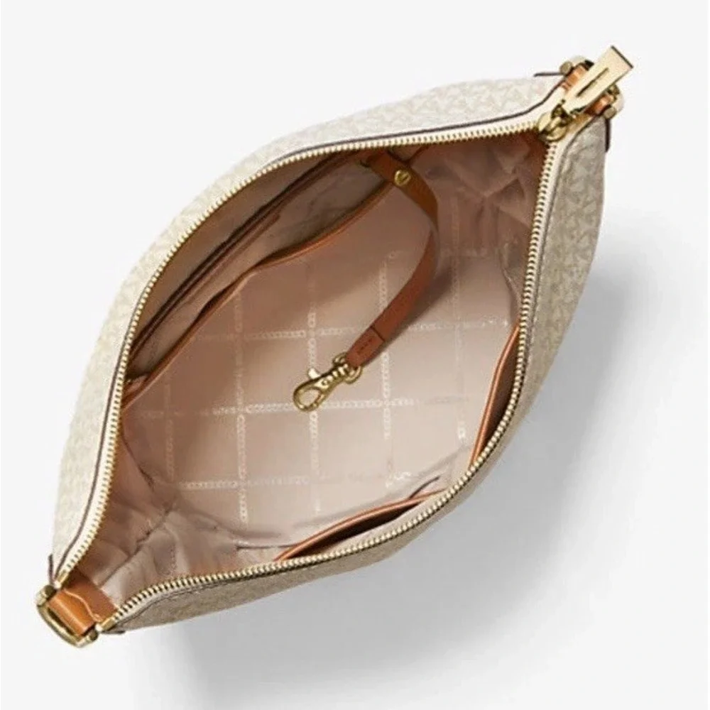 Michael Kors Brooke Medium Bucket‎ Shoulder Messanger Bag Mono Vanilla NWT
